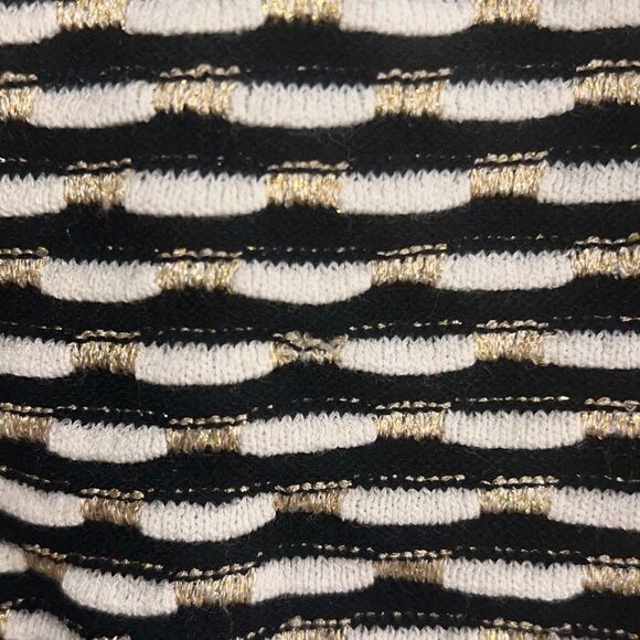 ✨ST. JOHN Knit Sz Small Sweater Vest Shell Sleeveless Striped Black White Gold✨ - Picture 6 of 7
